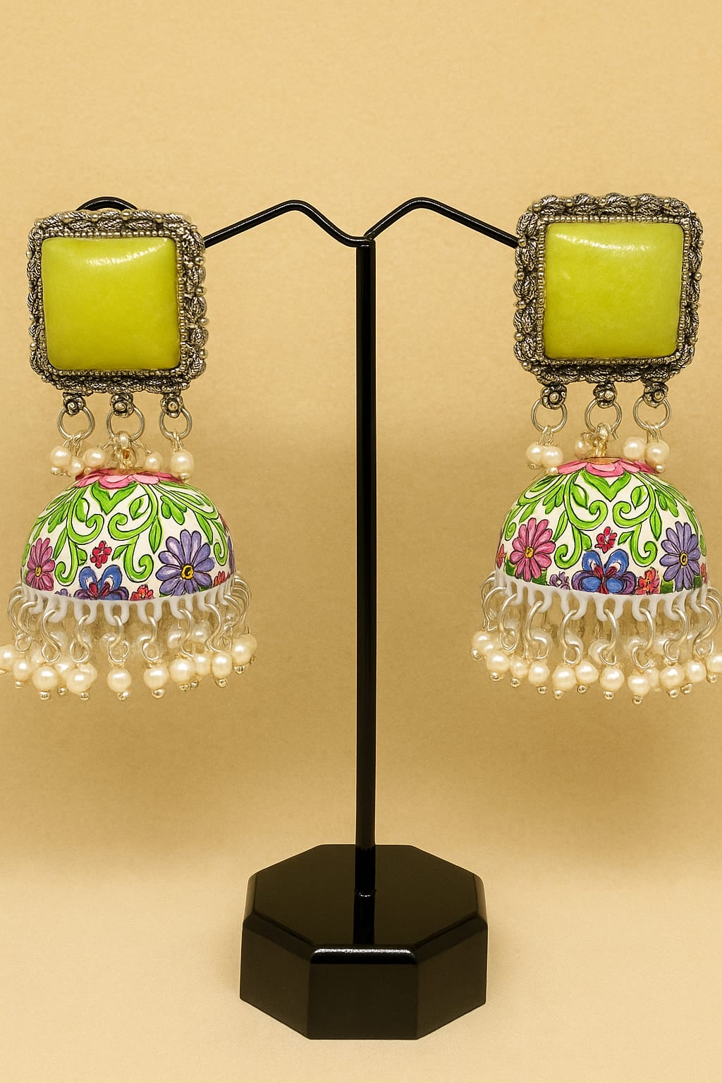 Vibrant Floral Jhumka Earrings
