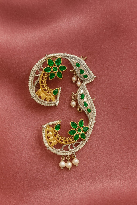 Regal Emerald Bloom Earcuff