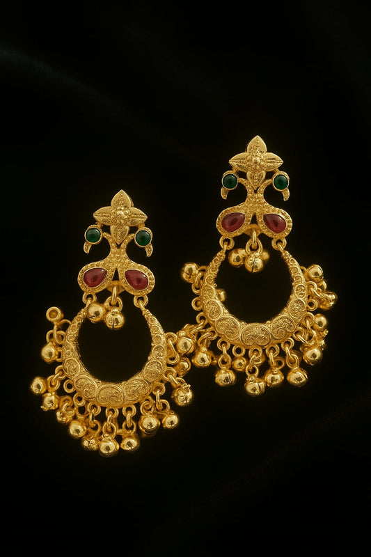 Antique Gold platedTemple drop brass ear ring
