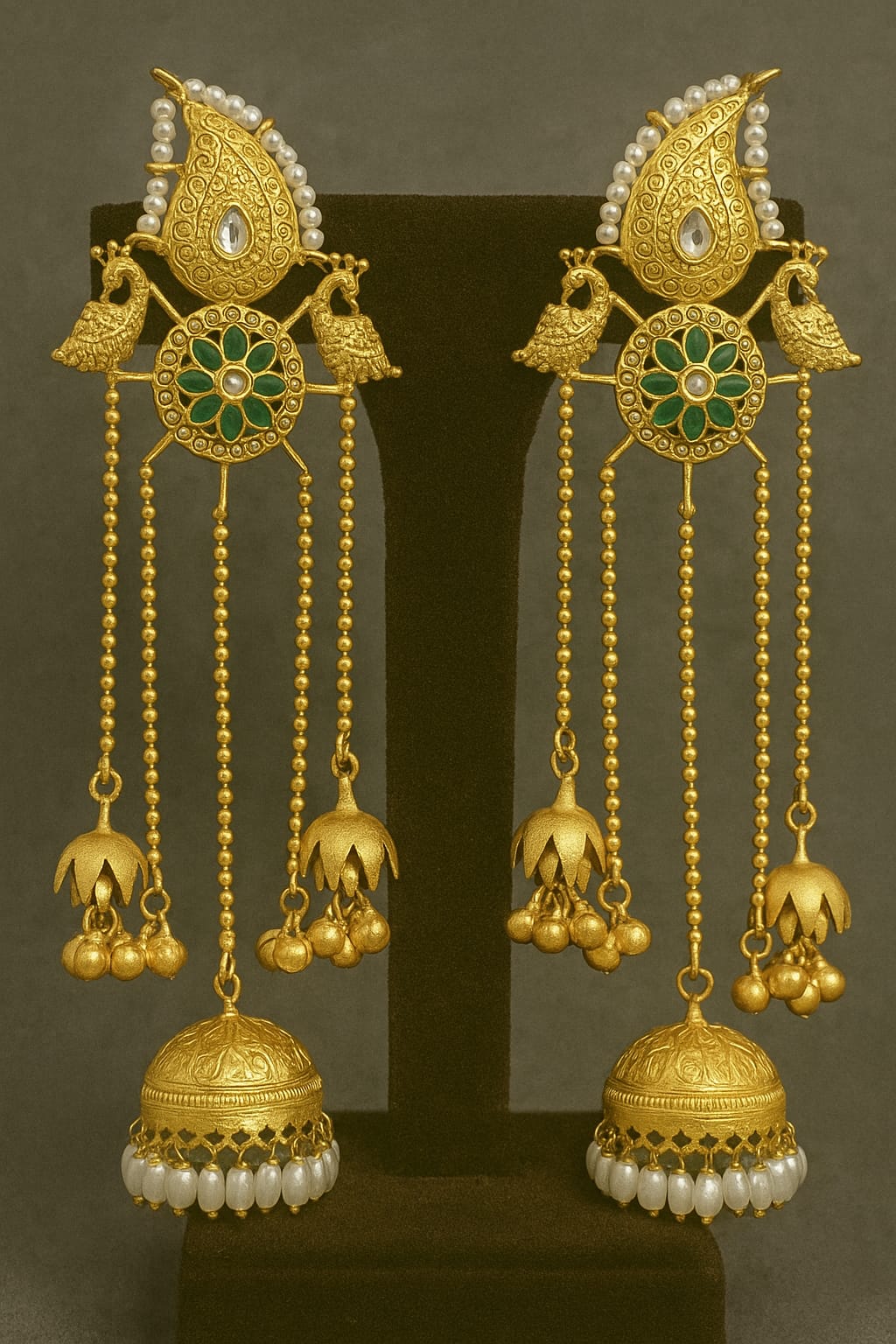 Heritage brass Peacock  Long Jhumkas