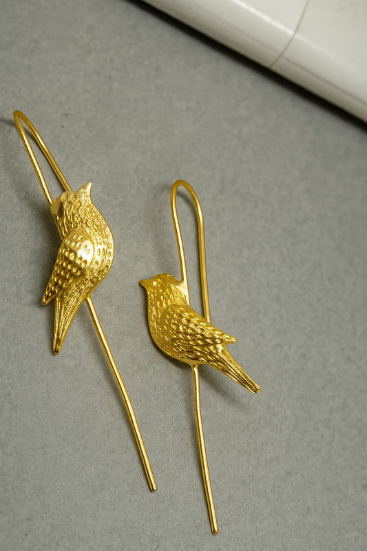 Handcrafted Gold plated Brass Bird Bugadi Earrings