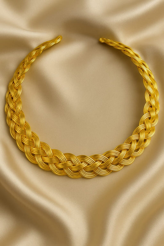 Gold plated Braided Brass Handcrafted Hansuli