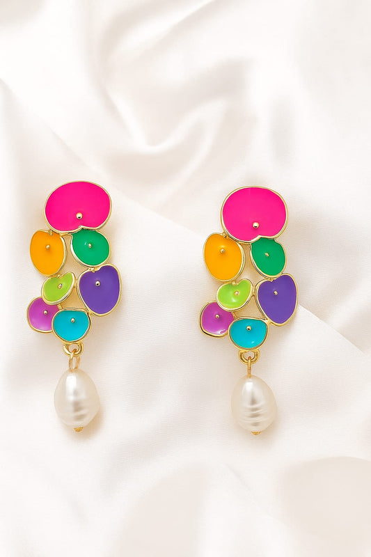 Vibrant Multicolor Enamel Drop Earrings