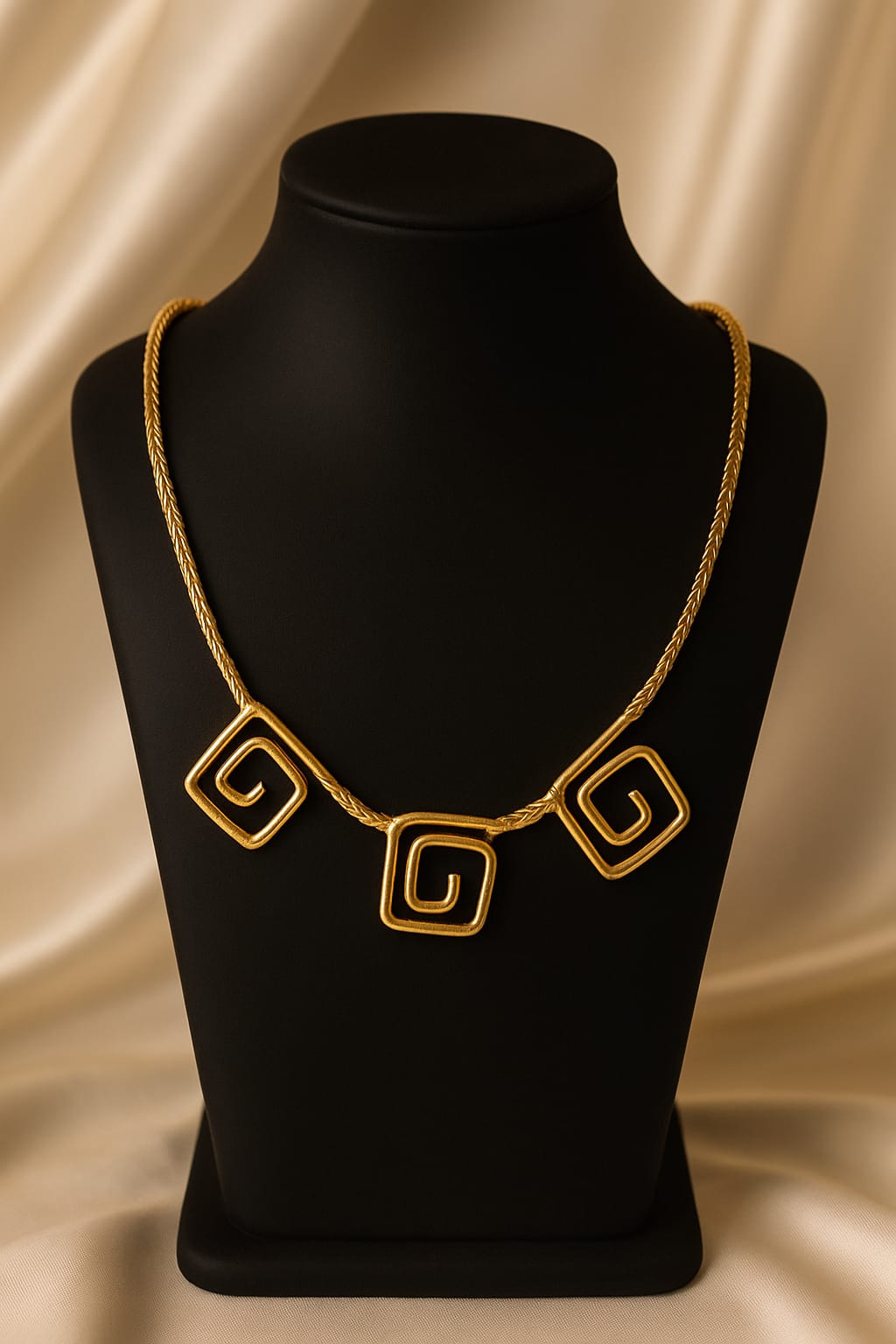 Handcrafted Geometric Gold-Plated Brass Necklace
