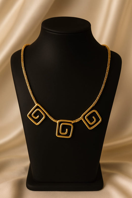 Handcrafted Geometric Gold-Plated Brass Necklace