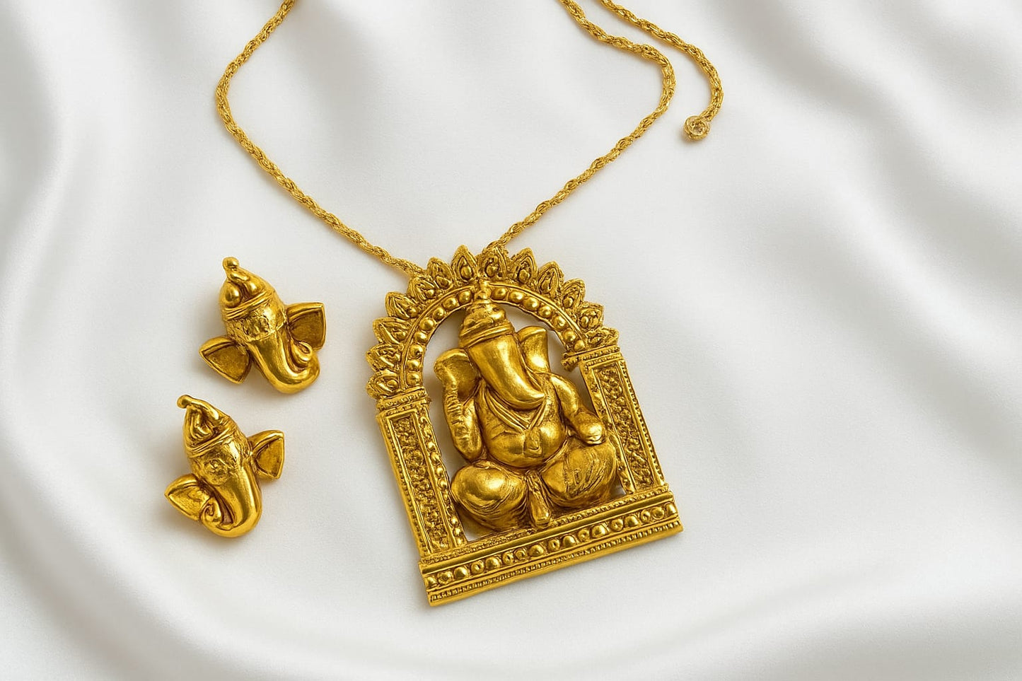 Lord Ganesha Gold-Plated Pendant Set