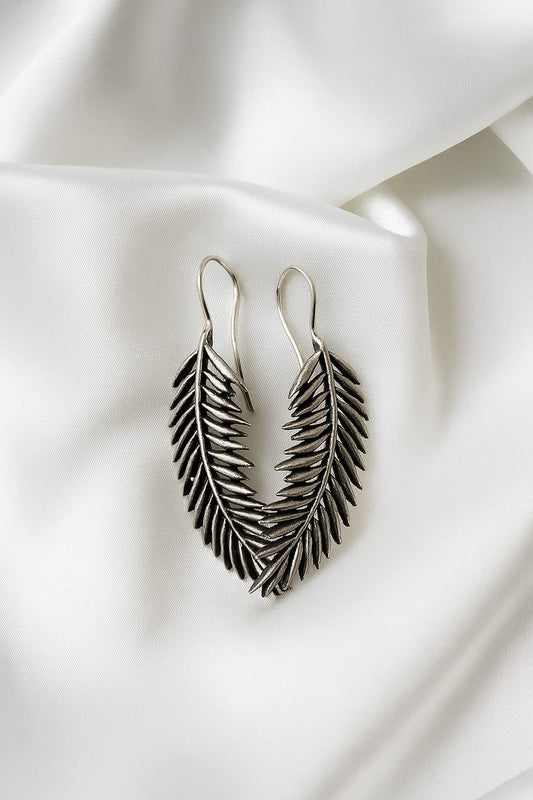 Silver Fern Drop Earrings