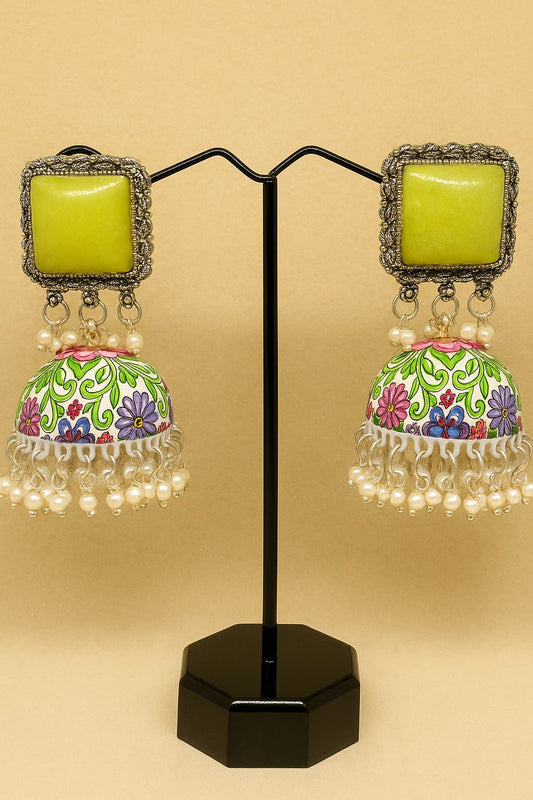 Vibrant Floral Jhumka Earrings