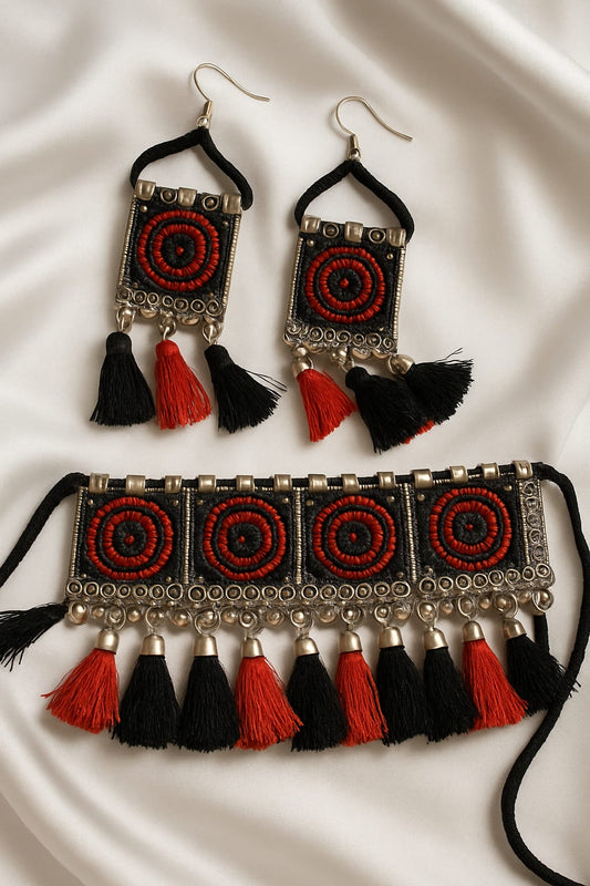 Boho Tassel Statement Choker Set
