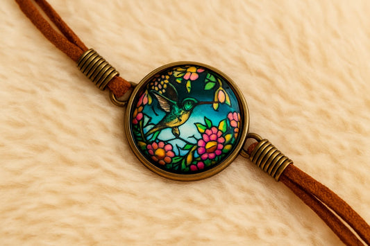 3D Hummingbird Floral Art Bracelet