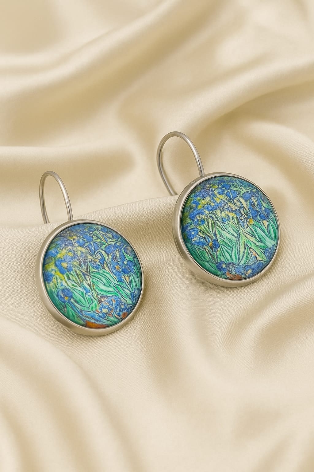 Art-Inspired Floral Disc Earrings