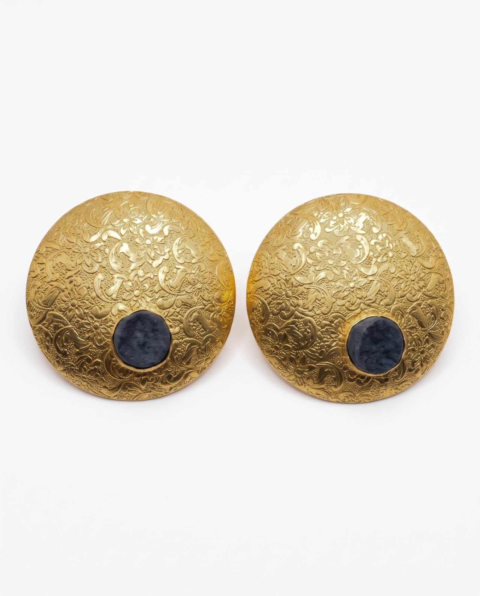 Jumbo Textured Gold Disc Stud Earrings