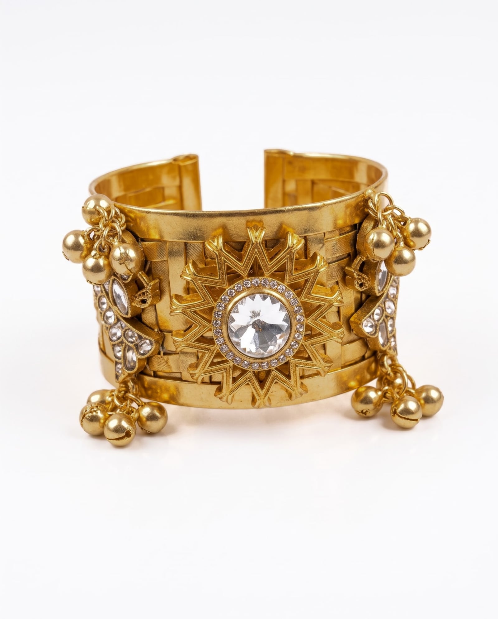 Handcrafted Brass Chatai Floral Cuff Bracelet