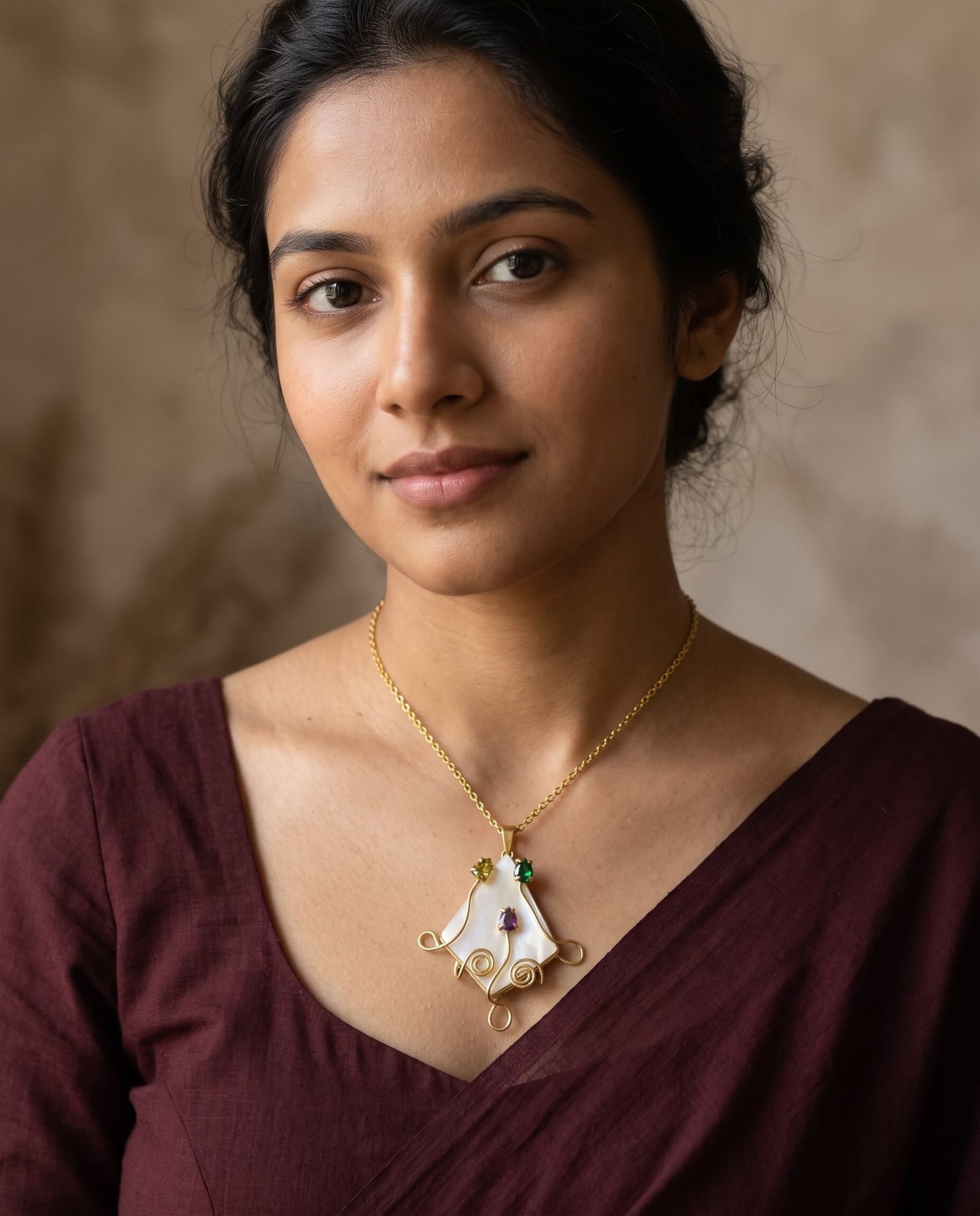 Mother of Pearl Stone Pendant Chain necklace