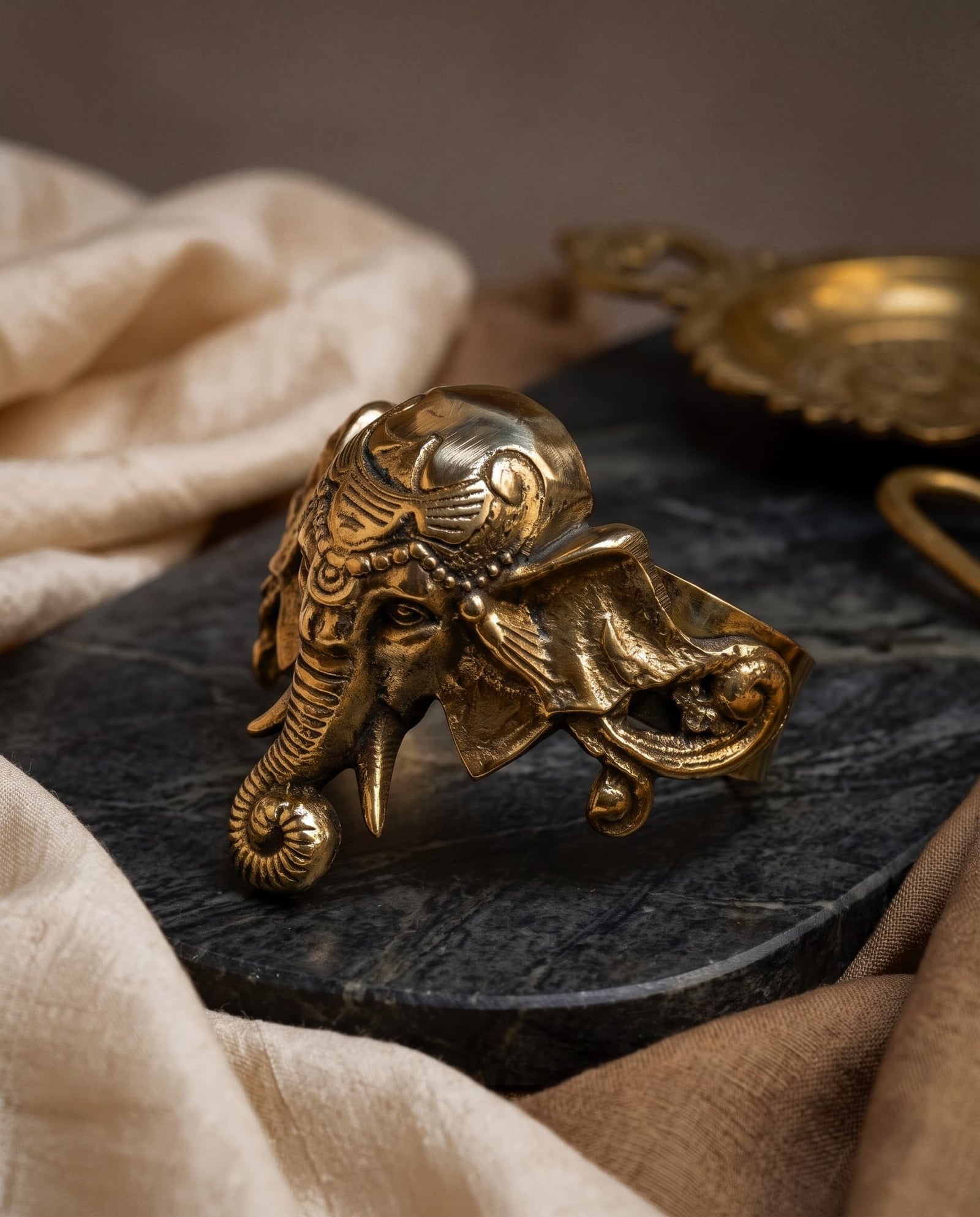 Lord Ganesha Motif Statement Cuff Bracelet