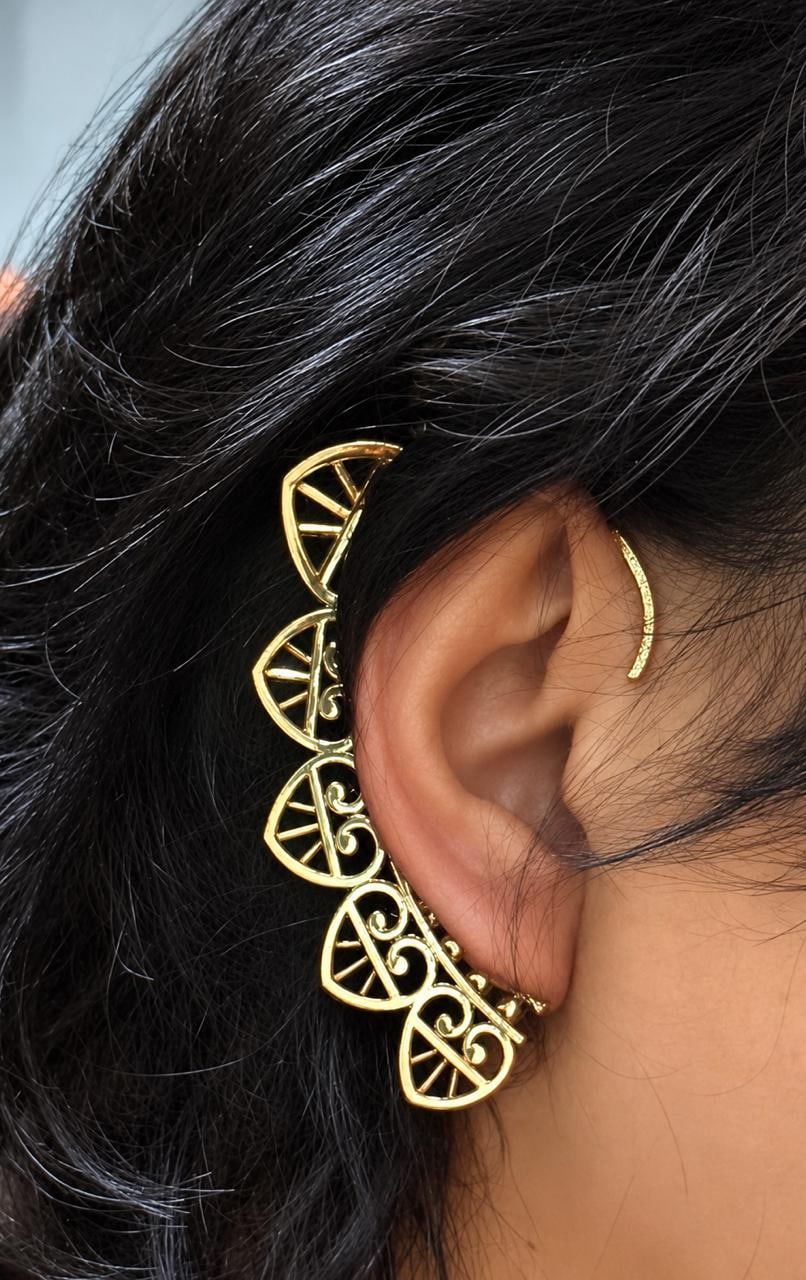 Gold Tone Brass Filigree Ear Cuff