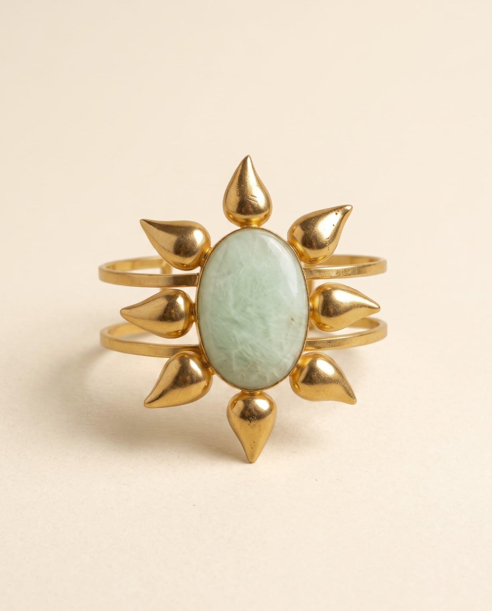 Sunburst Gold Plated Stone Cuff Bracelet